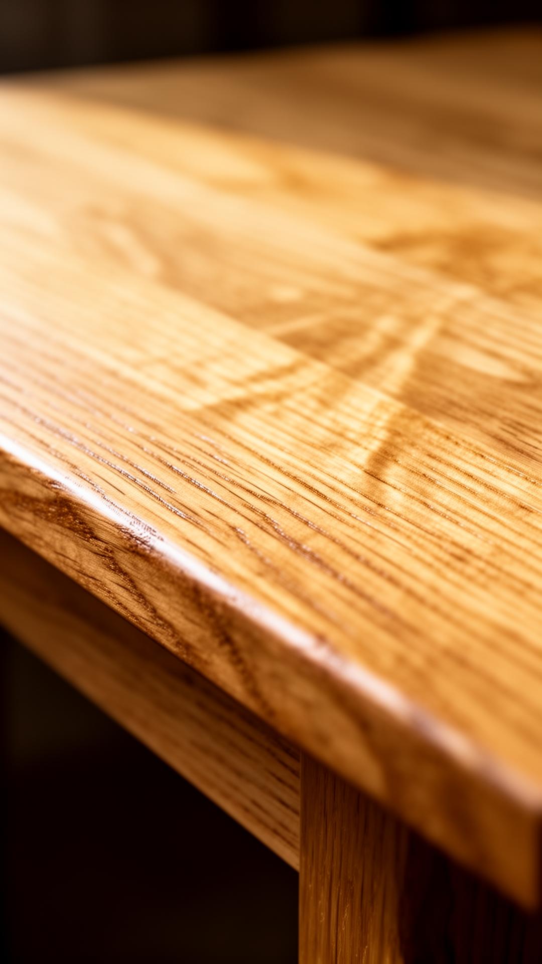 Macro detail of solid oak grain with natural oil finish